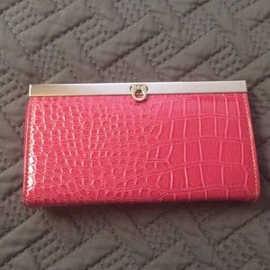 Pink Faux Alligator Skin Wallet